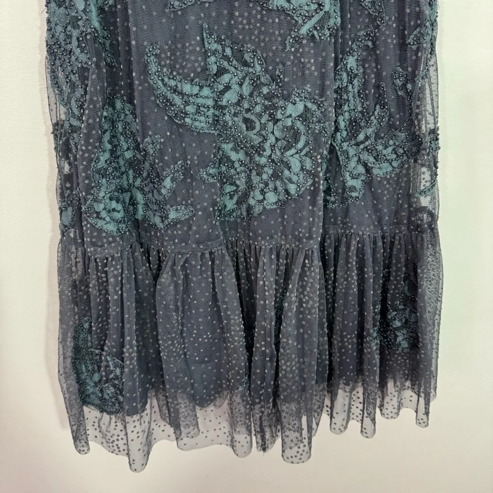 Anthropologie Beaded Neomia Top XS Navy Blue Boho Tunic Tank Whimsical Goth VGUC - Picture 9 of 12